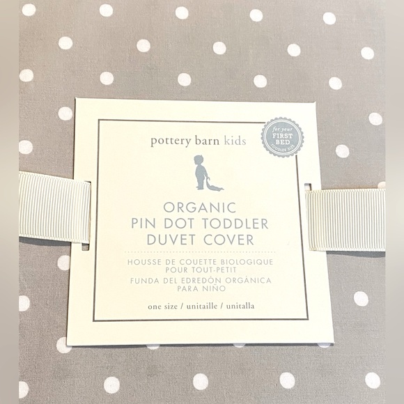 Pottery Barn Kids Organic Pin Dot Toddler Duvet Cover Gray White 36x50 in. - Picture 1 of 3